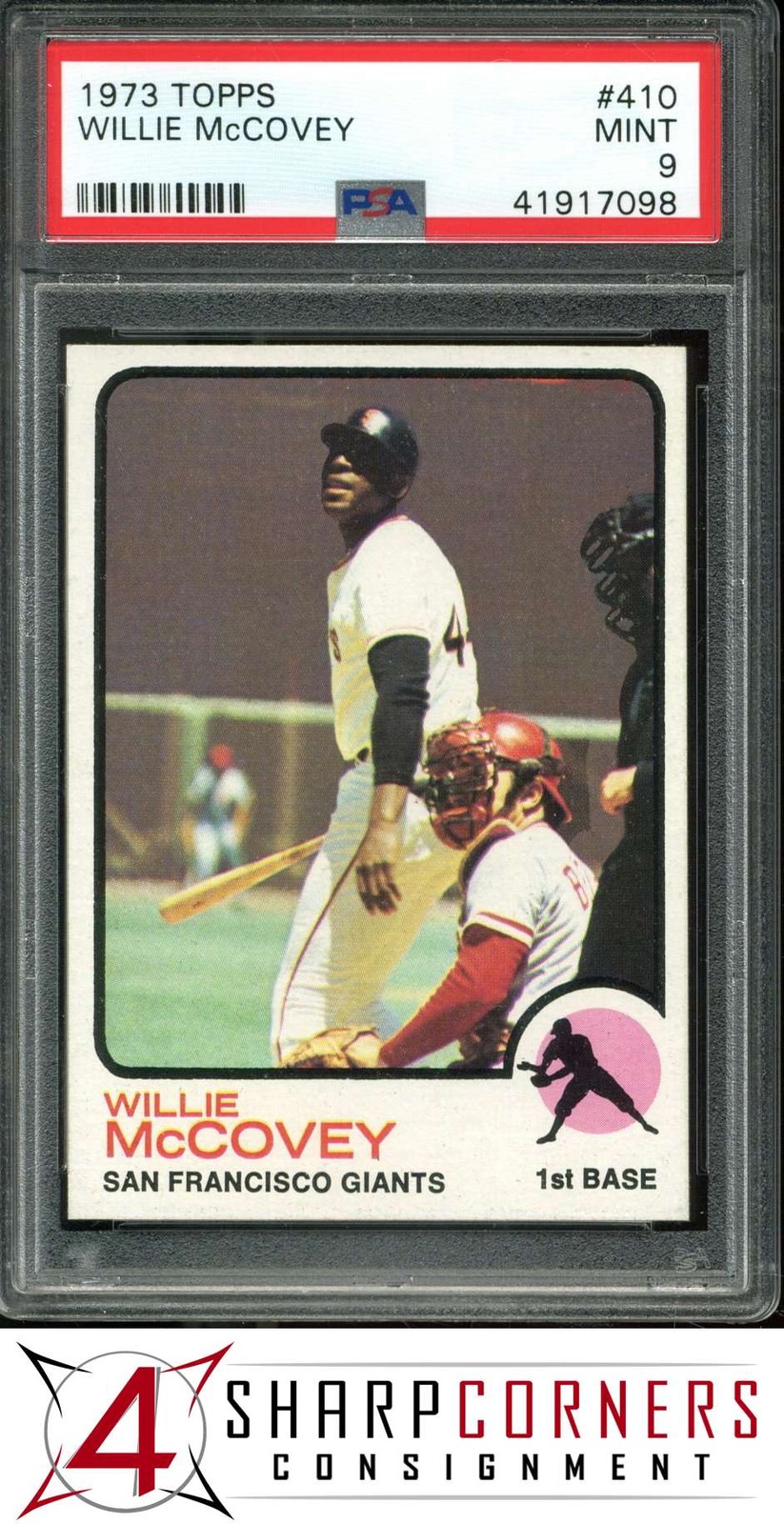1973 TOPPS #410 WILLIE McCOVEY GIANTS HOF PSA 9