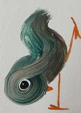 ACEO Original Painting, Bird Impressionism Oil Art, Emmer Plaxe, Animal Abstract