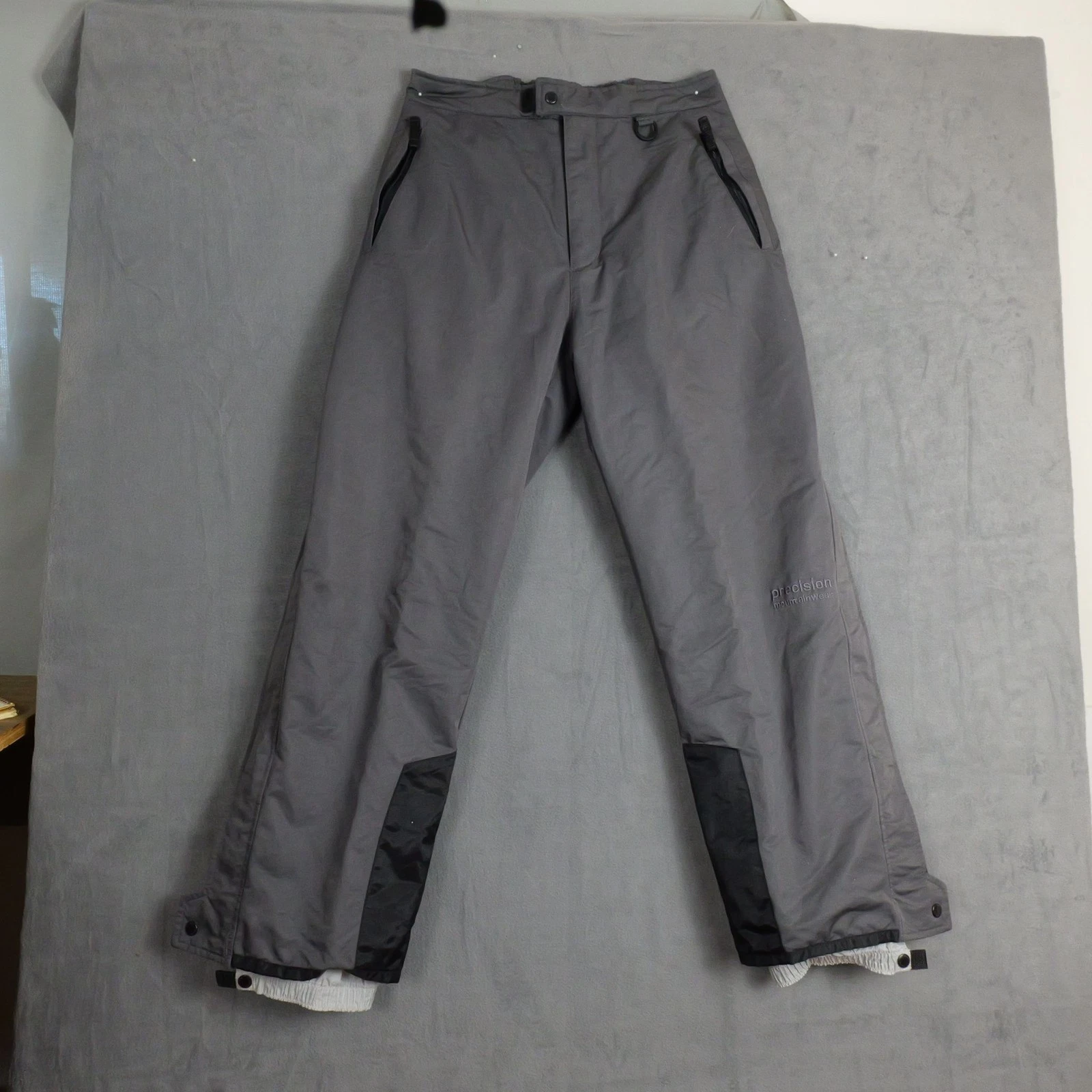 Precision Mountainwear Pants Mens M Gray Ski Snow Pants Gaiters Zip Reinforced