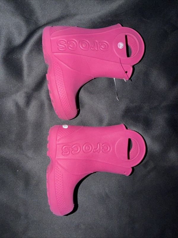 Crocs Candy Pink Handle It Rain Boot Kids Size c8 12803 Waterproof Lightweight