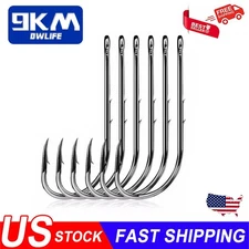 100Pcs Fishing Hooks Carbon Steel Long Handle Barbed Hooks Soft Worm Bait Hooks 