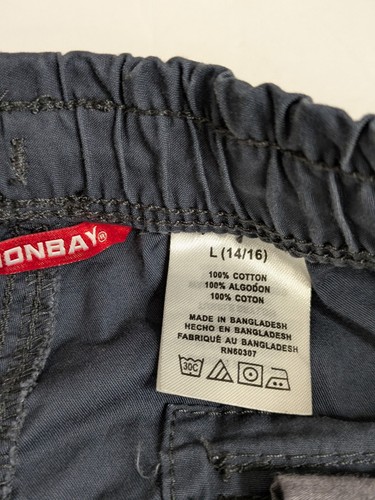 Unionbay Boys Gray Cargo Pants Large (14/16) Pockets Elastic Waist Cotton - Picture 4 of 7