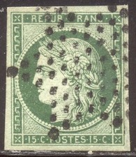 FRANCE #2 Used - 1849 15c Green ($800)