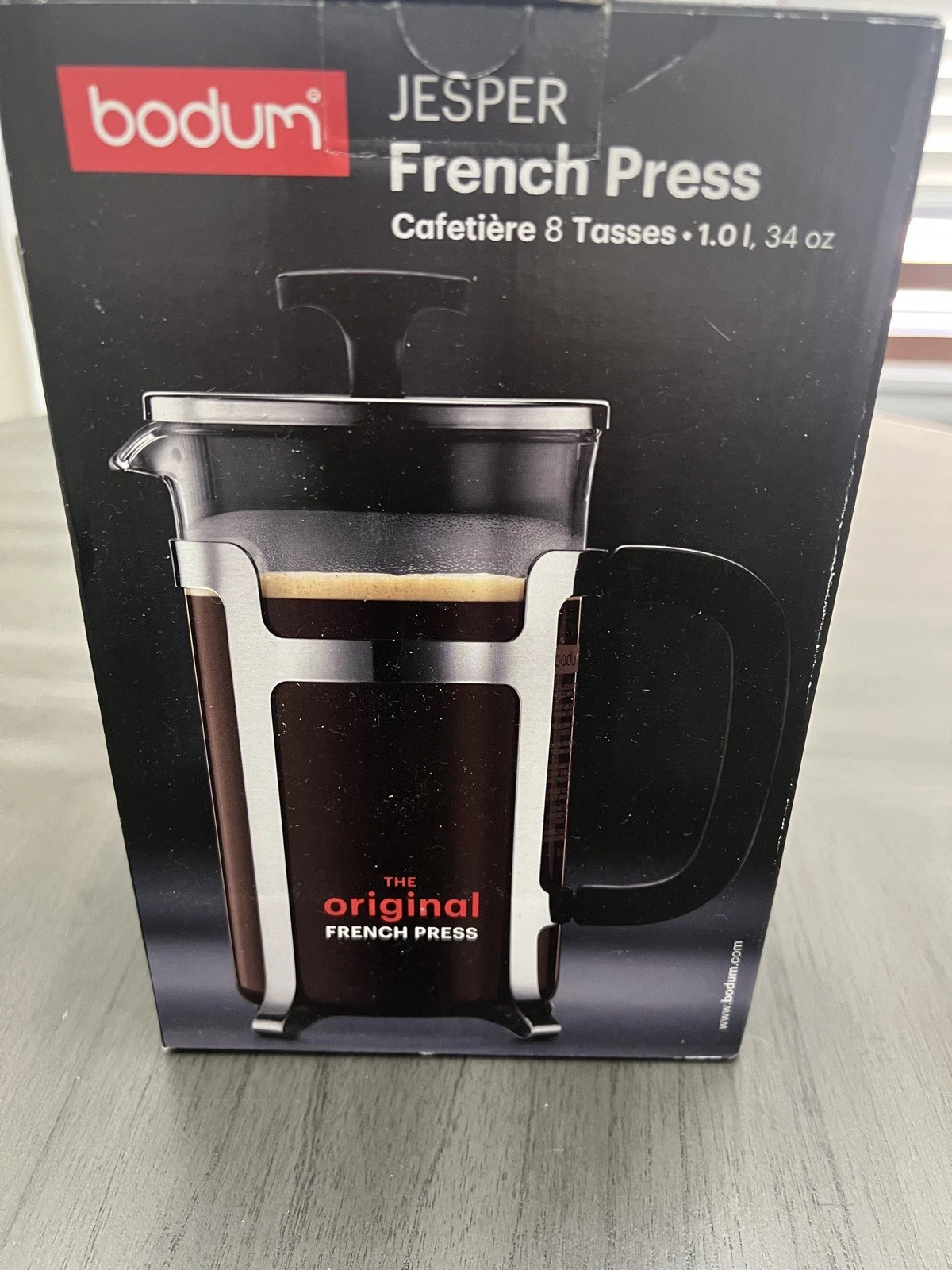 Bodum 34 oz French Press Coffee Maker Classic Chrome-Plated Chambord 8 Cup-New