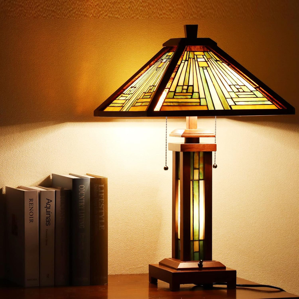 Antique Tiffany Style Table &amp; Floor Lamp for Living Room &amp; Bedroom ...