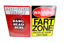 Two New Gag Joke Metal Signs Anti-Stress Bang...