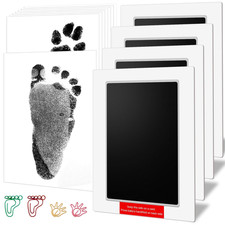 6" X 4" Large Size Baby Inkless Handprint and Footprint Kit with 4 Ink Pads