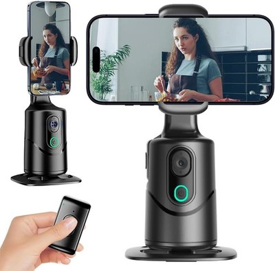 Auto Face Tracking Phone Holder,No App Required,360° Rotation Phone Camera