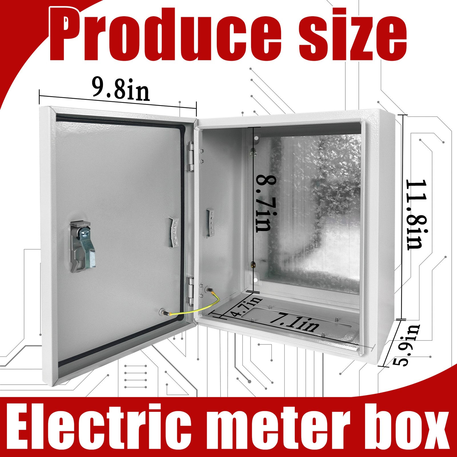 12'' 16'' 20'' Steel Electrical Enclosure IP65 Wall Mount Junction Box Outdoor