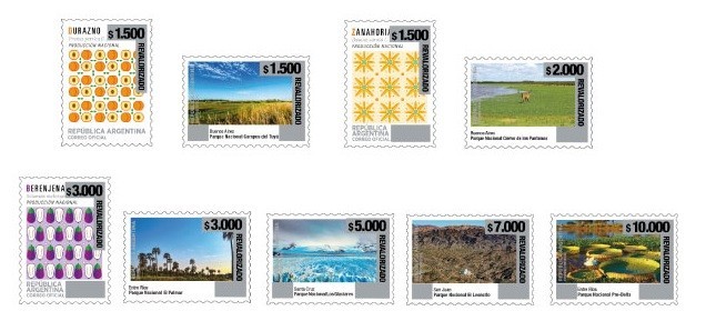 2025 PARQUES NACIONALES- 9 SELLOS REVALORIZADOS- ARGENTINA MNH