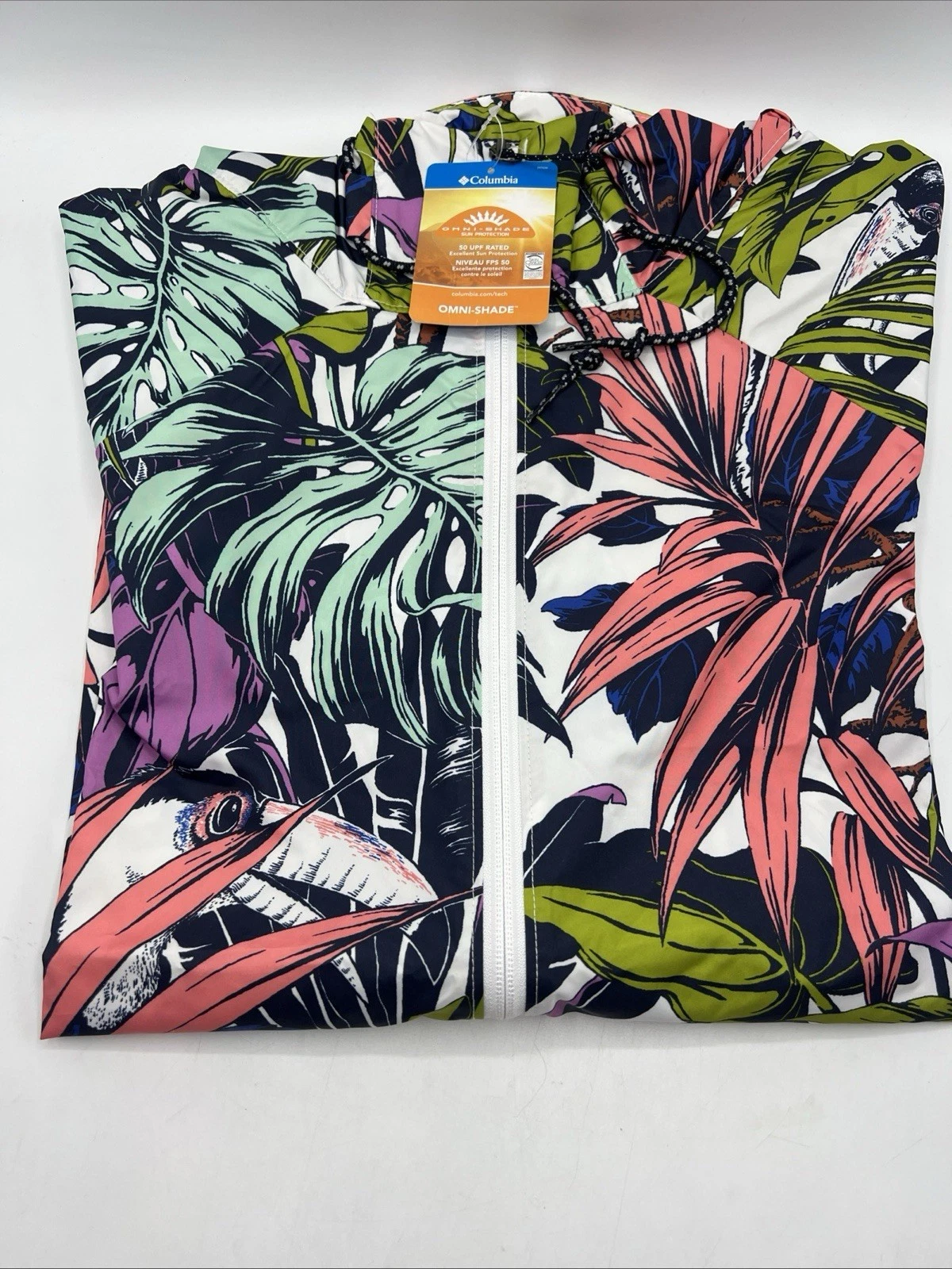 Columbia Side Hill Printed Windbreaker Women's Size 2X Tropical Wind Jacket New