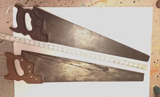 Vintage Lot Of 2 Lightweight Hand Saws Disston D23 26" 8 Pt Old Carpenter Tool