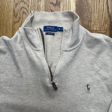 Polo Ralph Lauren Men's XL Estate Rib Quarter Zip Pullover Sweater Beige