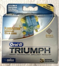 Oral-B Triumph Floss Action Replacement Brush Heads Toothbrush Refills 3 Pack