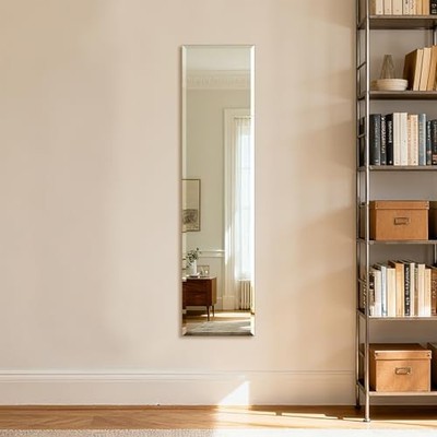 Ruomeng Frameless Full Length Mirror for Wall, 48x12 Inch Bathroom 48''L x 12''W