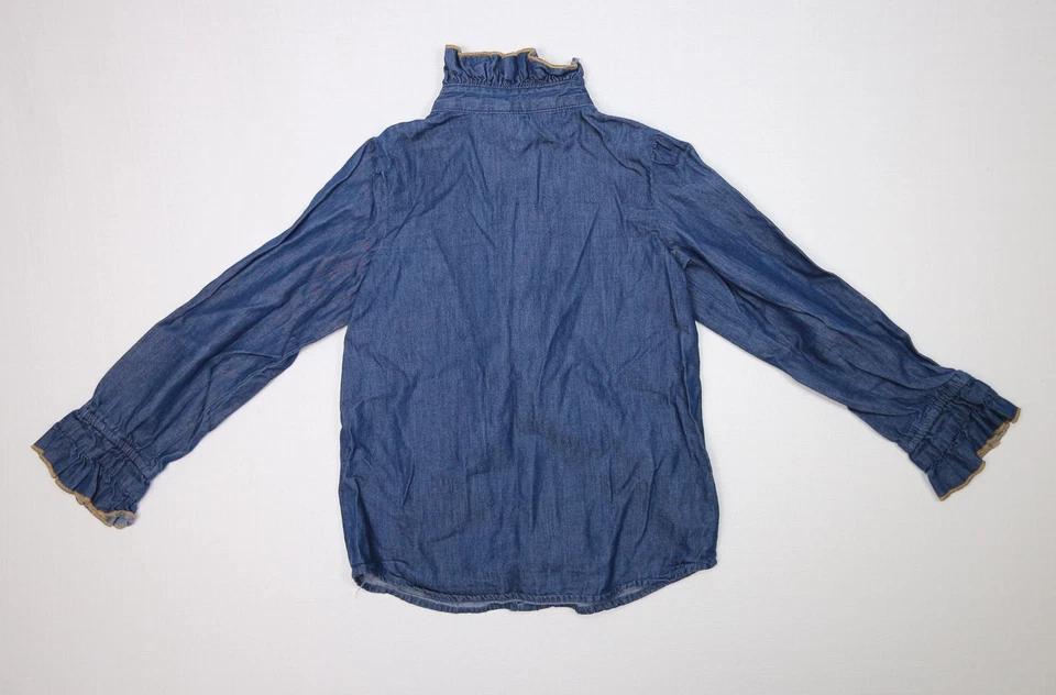 Mustard Pie Girls 6X Woodland Piper Button Down Ruffle Long Sleeve Denim Shirt - Image 2 of 4