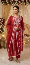 Women's Premium Cotton Chikankari Embroidered Kurta Pant Dupatta Set