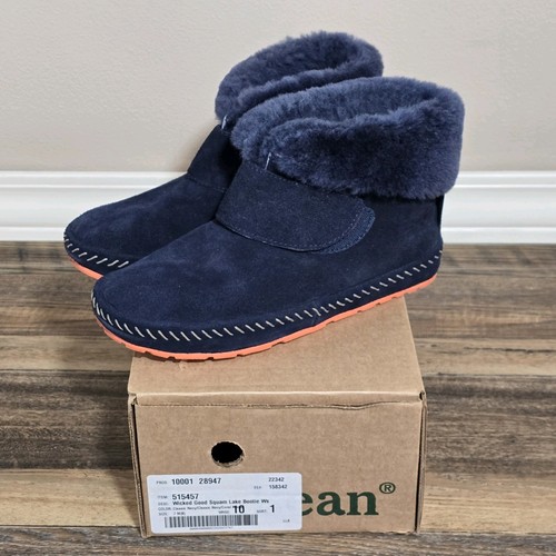 LL Bean Wicked Good Damen-Hausschuhe Squam Lake Booties klassisch marineblau Größe 7 M