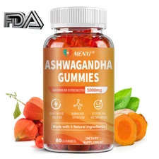 MENXI Ashwagandha Gummies - Stress Relief & Natural Energy Boost 5000mg 60pcs