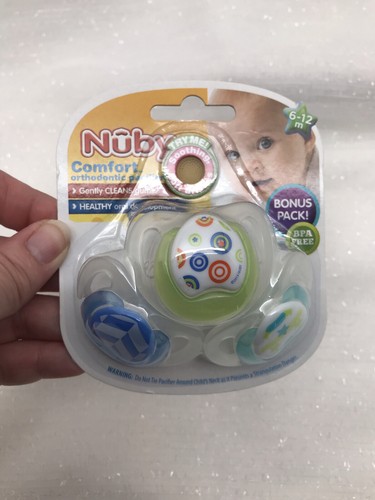 Chupetes de ortodoncia Nuby 3 unidades cómodos Binkys Soothies unisex 6-12M NUEVO - Imagen 4 de 10