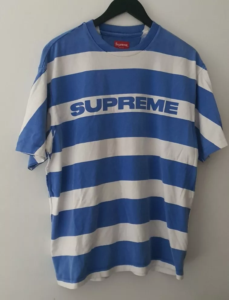 SS21 Supreme Printed Stripe S/S Top Short sleeve size S Small T shirt Blue