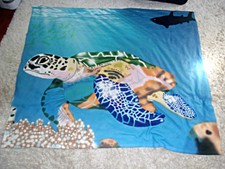 Stunning Sea Turtle Fleece Blanket Brand New  50" x 60"