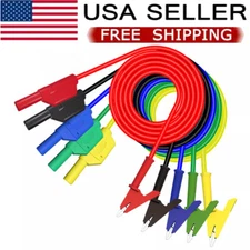 5PC Safety Shrouded Banana Plug To Crocodile Alligator Clip Test Leads Cable USA