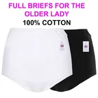 Ladies Full Brief 100% Cotton Large Soft White Knickers Care Home Underwear
