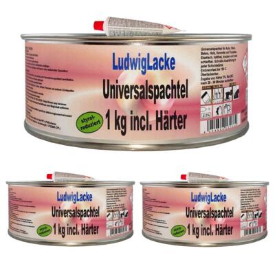Universlspachtel Softspachtel Spachtelmasse 3 x 1kg & Härtertube  