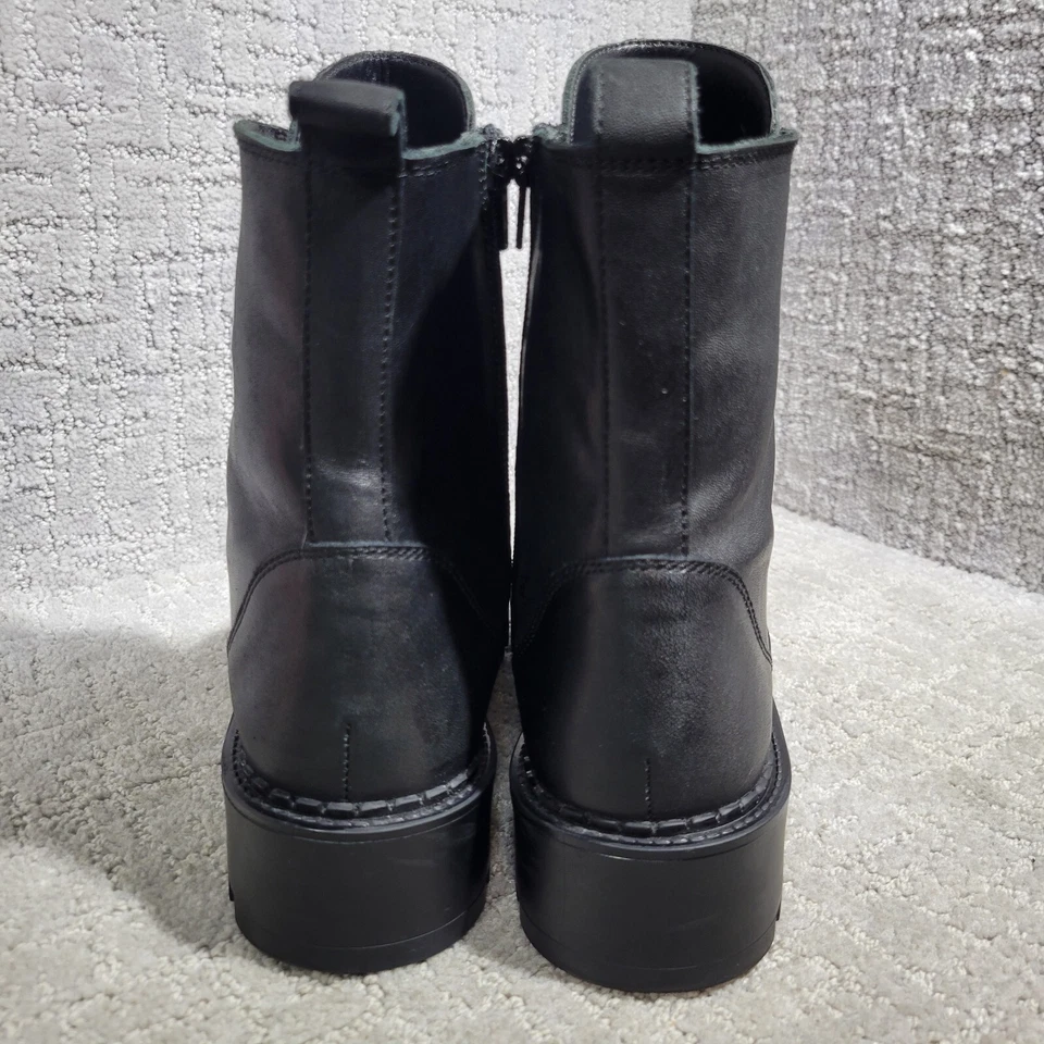 Botines de motociclista ZARA Trafaluc para mujer talla 9 de cuero negro con cremallera metálica EE. UU. Foto 4 de 4