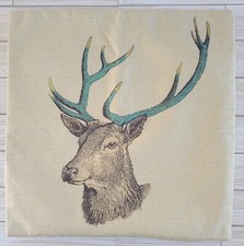 Throw Pillow Cover Deer Buck Zipper Bottom Cabin Lodge Decoration 17"x17" Beige