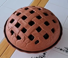 VTG Gourmet Topf Terracotta Pie Dish Plate w/ Lattice Lid 80 USA Country Farm