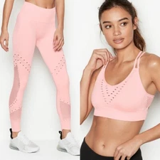 Victoria's Secret SPORT Crochet Seamless 7/8 Tight & Bra, Size S, Ripe Apricot