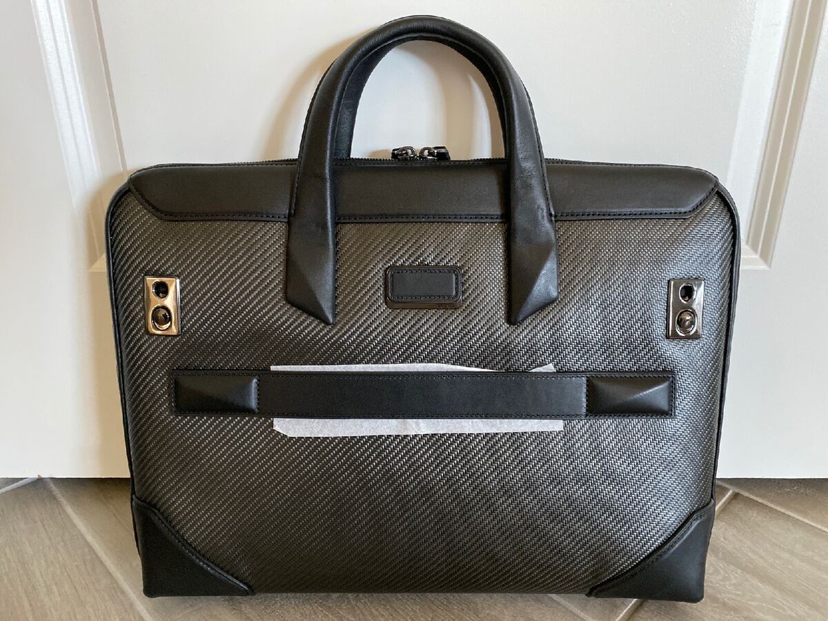 Tumi Black CFX Stowe Carbon Fiber Slim Laptop Brief Travel Tumi Black CFX Stowe Carbon Fiber Slim Laptop Brief Travel