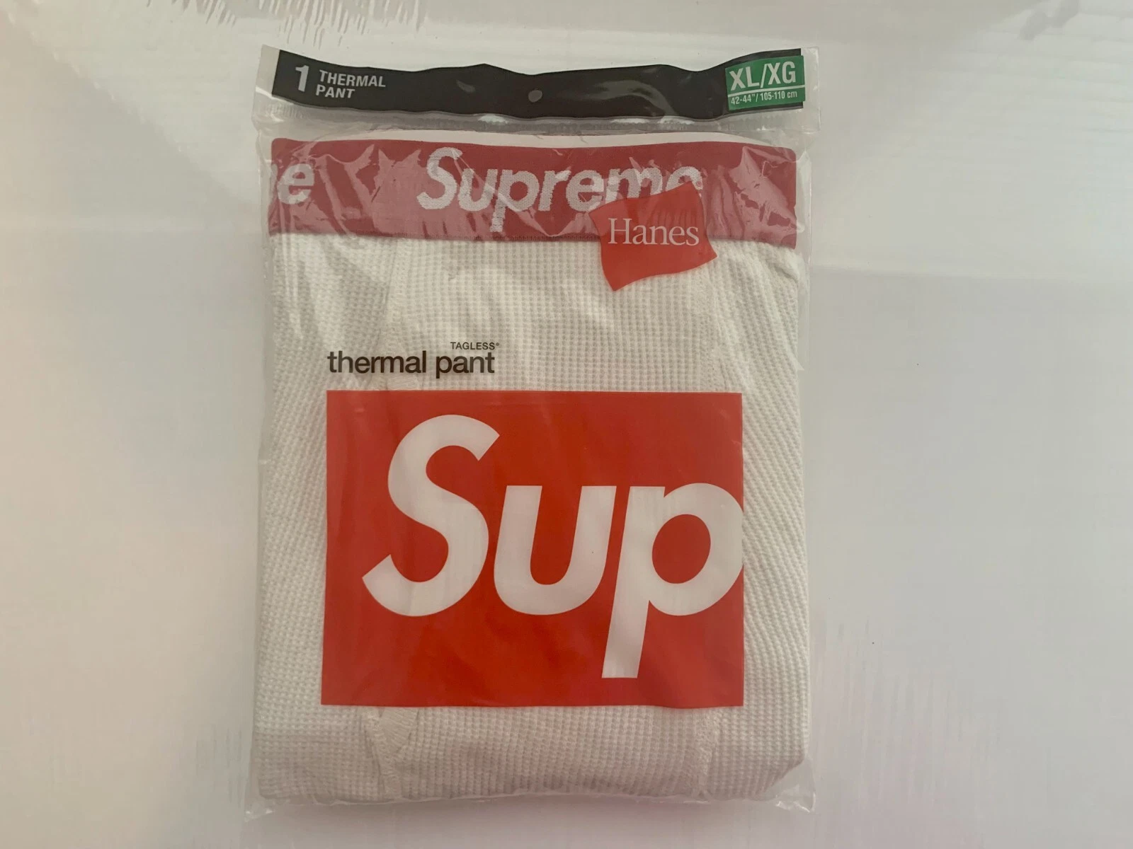 Pantalon thermique blanc Supreme Hanes flambant neuf pour homme   XL