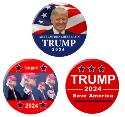 Donald Trump 2024 3-Pack Campaign Buttons (TRUMP-3PAK-001)