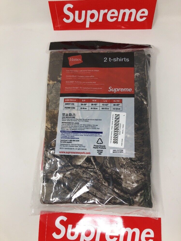 Supreme Hanes Real Tree T-shirt Camo 100% Authentic Size L Two 