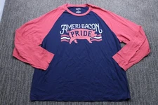 Cremieux Designer Streetwear Long Sleeve Raglan Tee Shirt Ameri-Bacon Men's XL