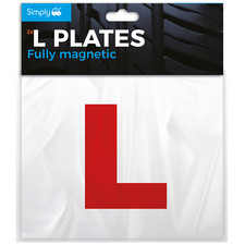 2 x FULLY MAGNETIC L PLATES Learner Secure Easy Application Removal Car Sign Red