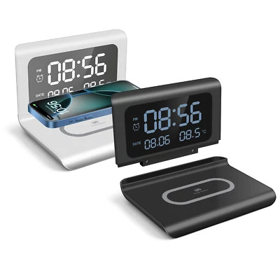 PDKUAI Digital Alarm Clock With 15W Fast Wireless Charger For Samsung Galaxy S25 S24 23