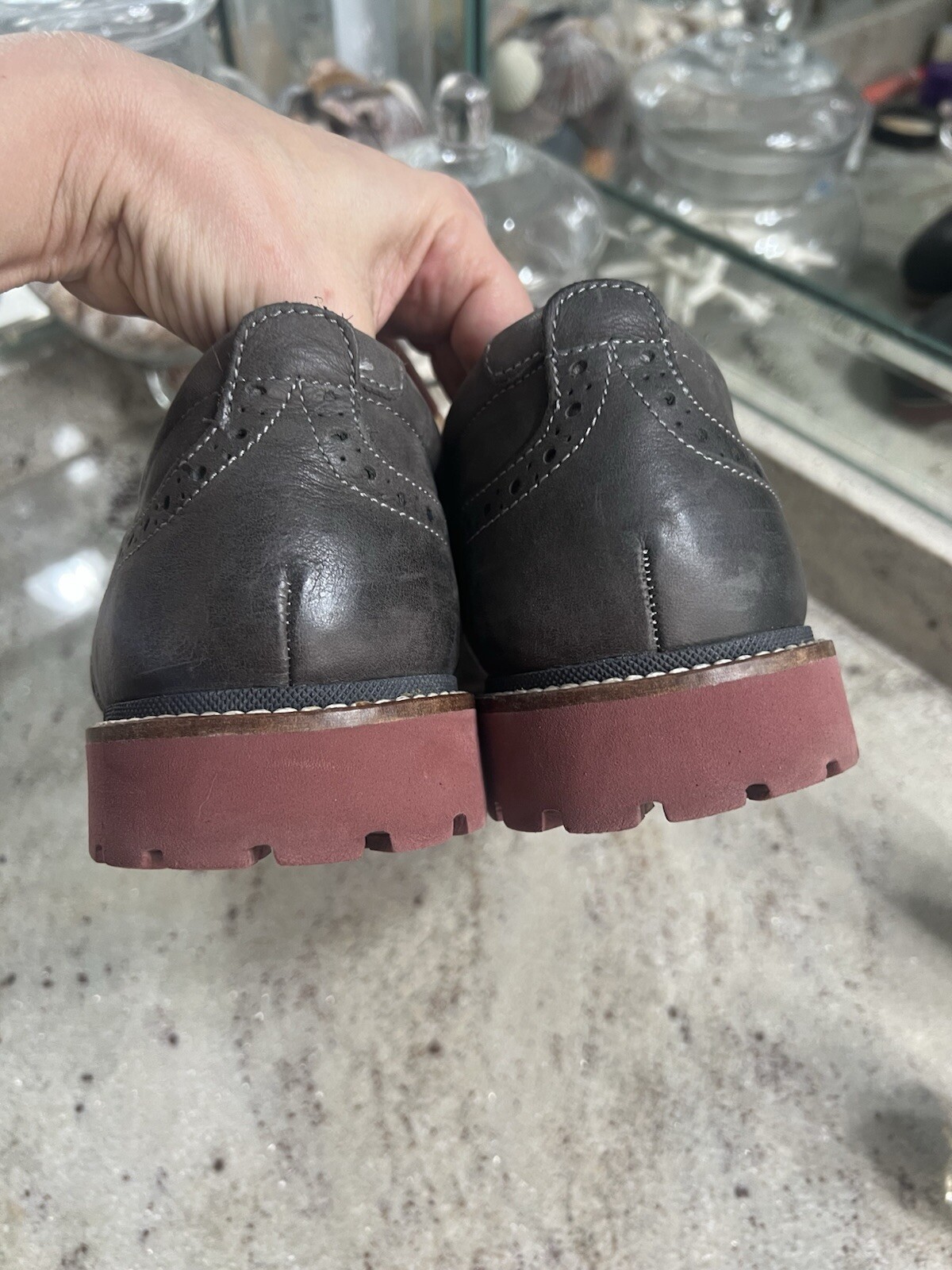 SAOLA Oxford Castlerock uomo Rockport Marshall punta ala pelle grigia US 14 W larghezza