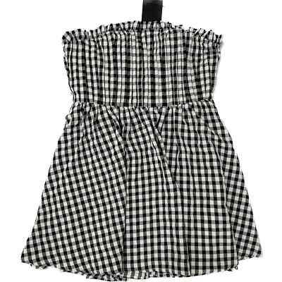 knee length dresses for ladies Berrie Black Gingham Strapless Mini Dress - US 6