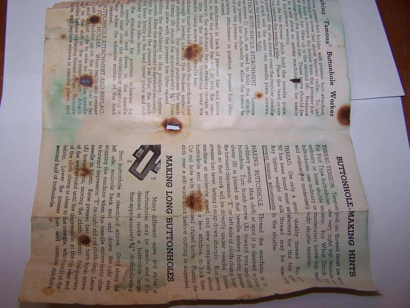 Famous Buttonhole Worker Model C Vintage Buttonholer Button Hole Maker w/Box