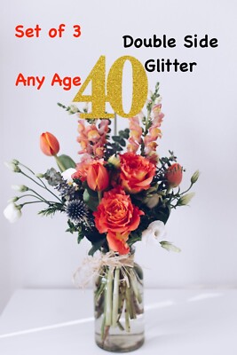 40th Birthday Decoration Centerpiece Party Favors (SET OF 3) 20 Colors Available
