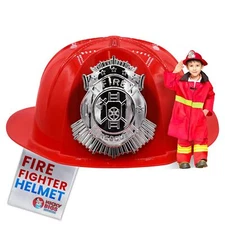 Boys Girls Child Red Firefighter Helmet Costume Accessory Kids Fireman Hat