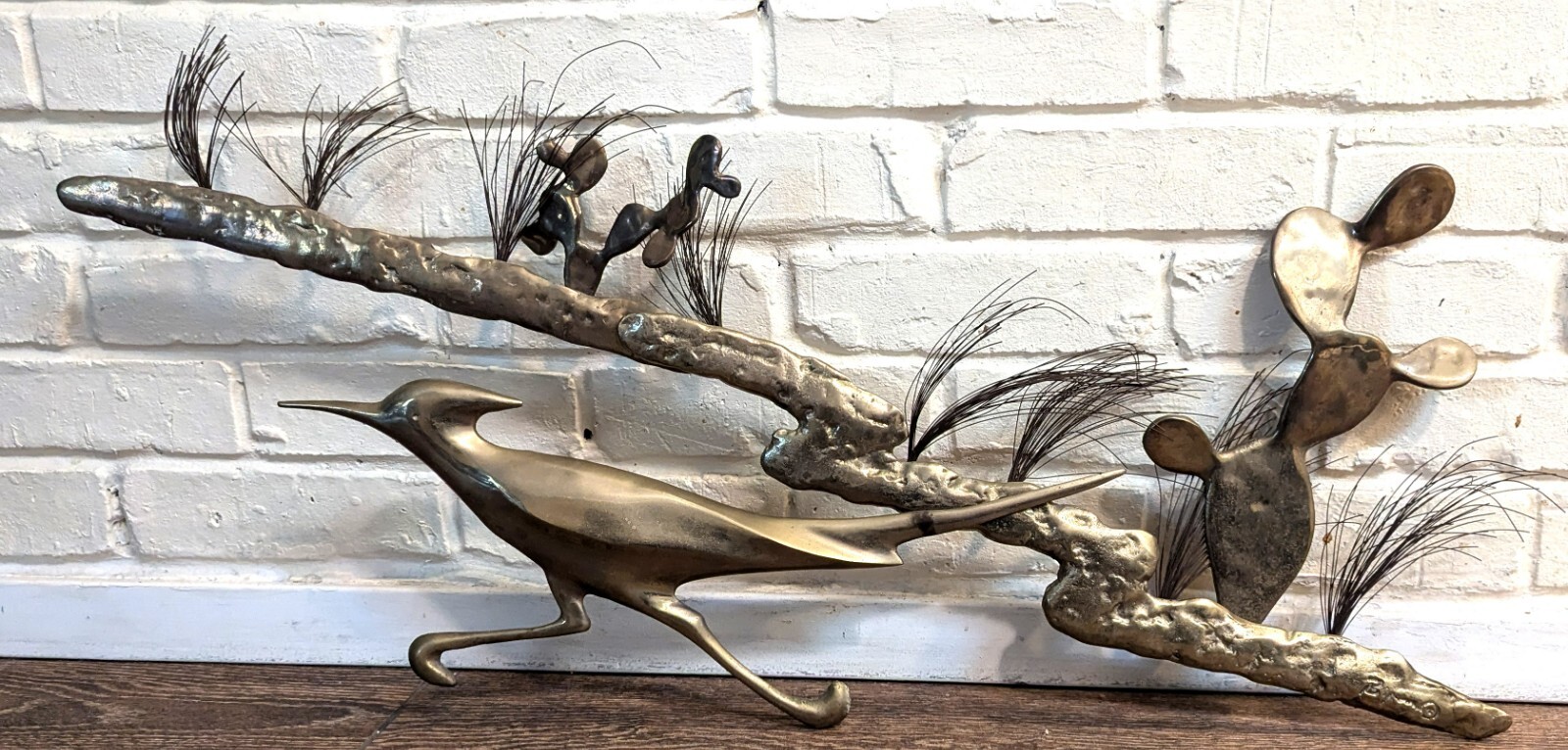 Bijan Brass Roadrunner Mid Century Modern Art Wall Hanger 33
