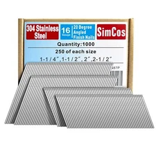 16 Gauge Angled Finish Nails 304 Stainless Steel1-1/4" 1-1/2" 2" 2-1/2" 20-De...