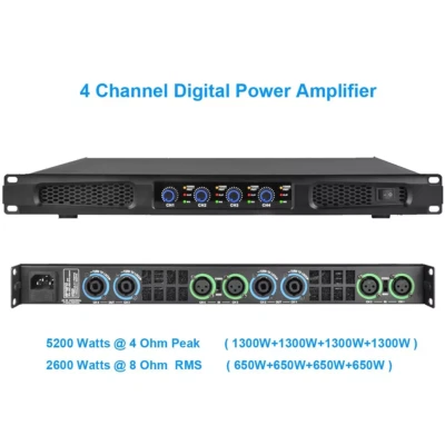 High-Tech 5200W 4-Channel Class D Digital Power Amplifier 5200 Watts PEAK Output