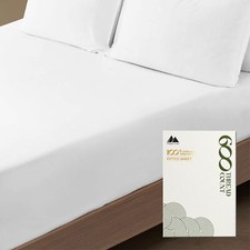 100 Egyptian Cotton Fitted Sheet Twin Size - 600 Thread Count 16" Deep Pocke...