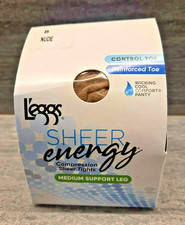 1x Legg's Sheer Energy Control Top Med Support Leg Pantyhose Size B MED Nude